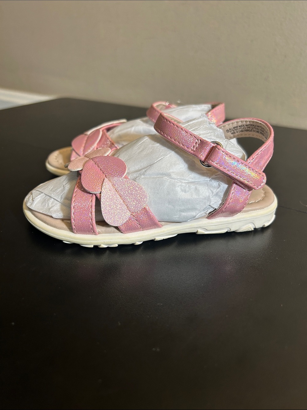 Toddler 8 Girls Glitter Heart Sandals in pink from The Children's Place,